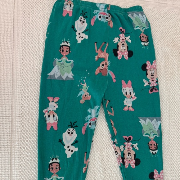 Disney 100 Soft Kids Pajama Set - Teal with mix of Characters Size 7 - Picture 4 of 5